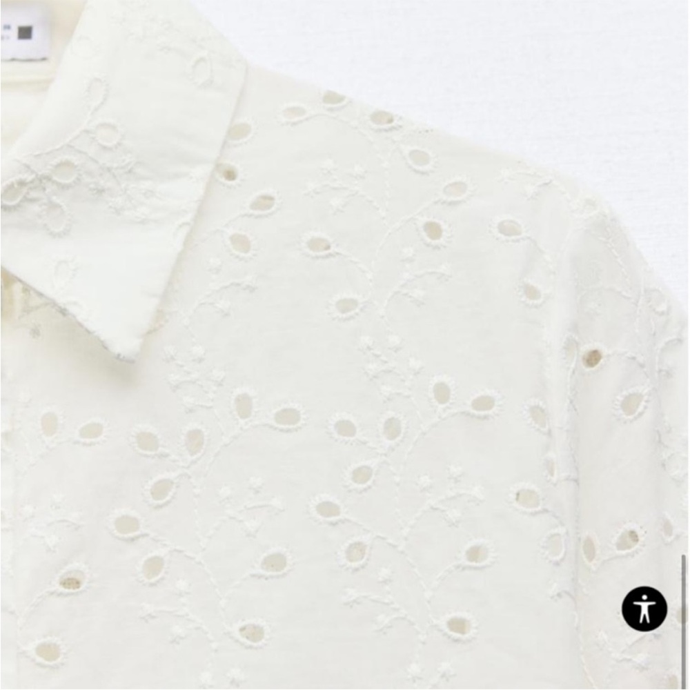 NWT ZARA EMBROIDERED EYELET CROP SHIRT - WHITE BUTTON DOW TOP SIZE M
Firm price - Picture 3 of 11